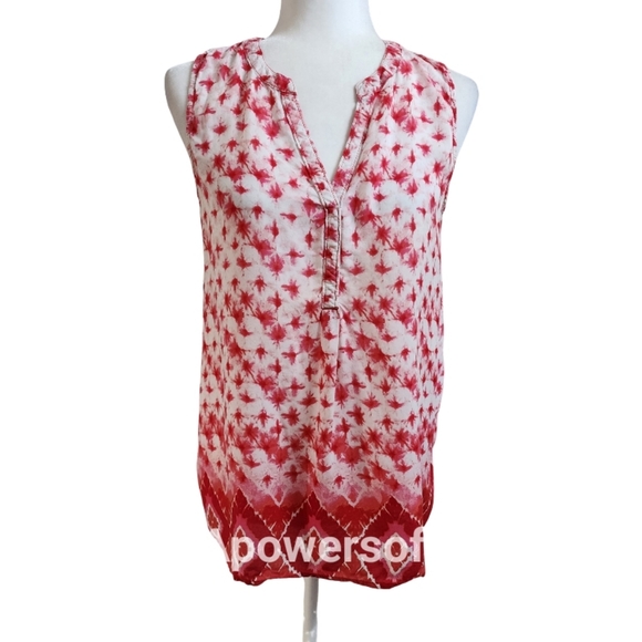 Faded Glory Tie Dye Red and White Sleeveless Blouse - Picture 1 of 6
